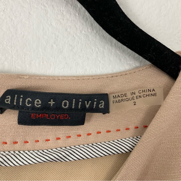 Alice And Olivia Employed Amena Colorblock Tan Dress - Picture 9 of 12